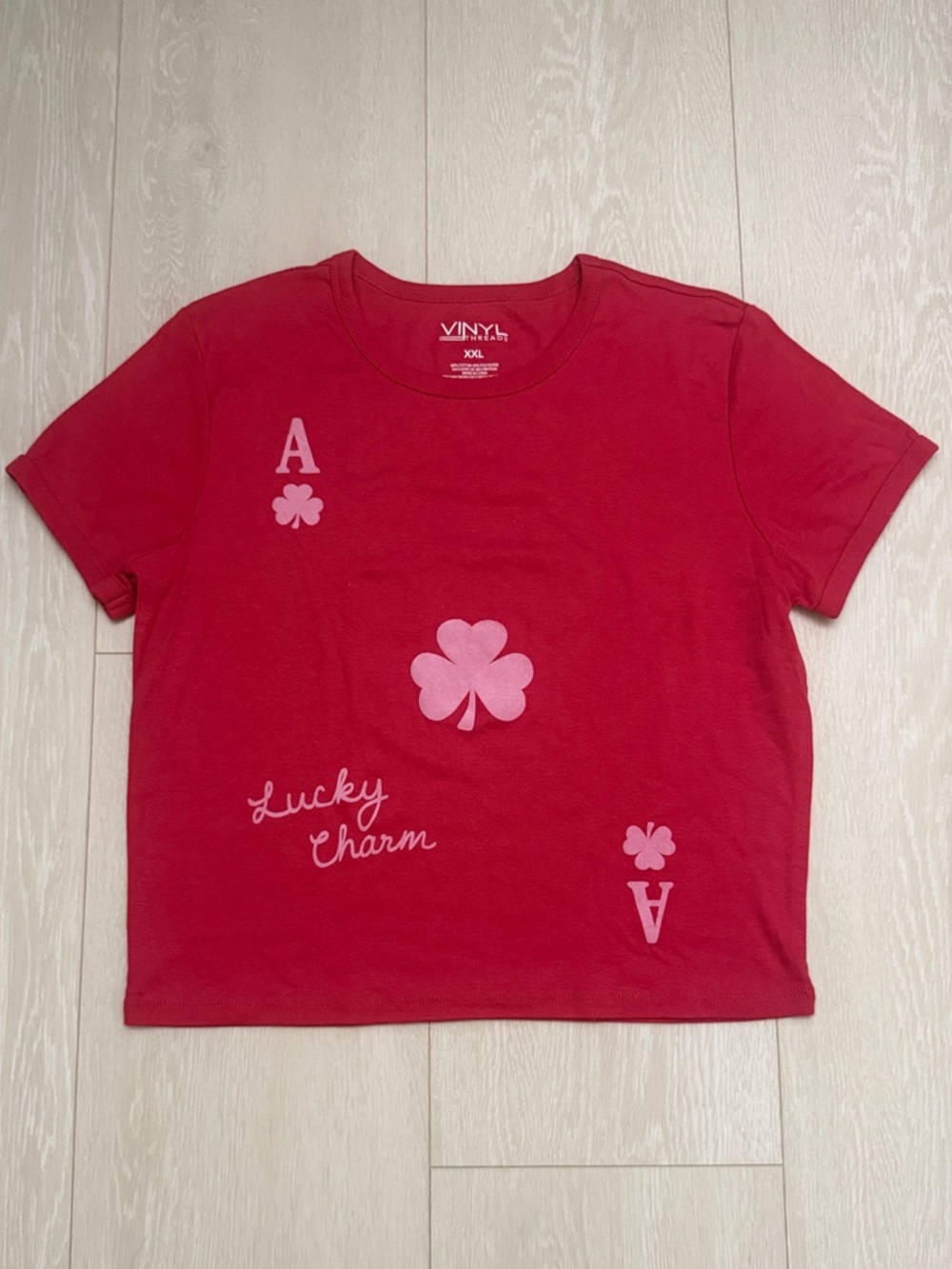 Vinyl Threads Red 'Lucky Charm' Short Sleeve Tee